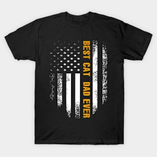 Best Cat Dad Ever American Flag Fathers Day T-Shirt